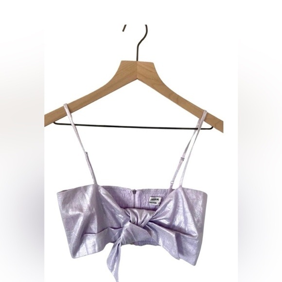 Jason Wu Metallic Lilac Bow Front Crop Top – NWT (Size S MSRP $425)